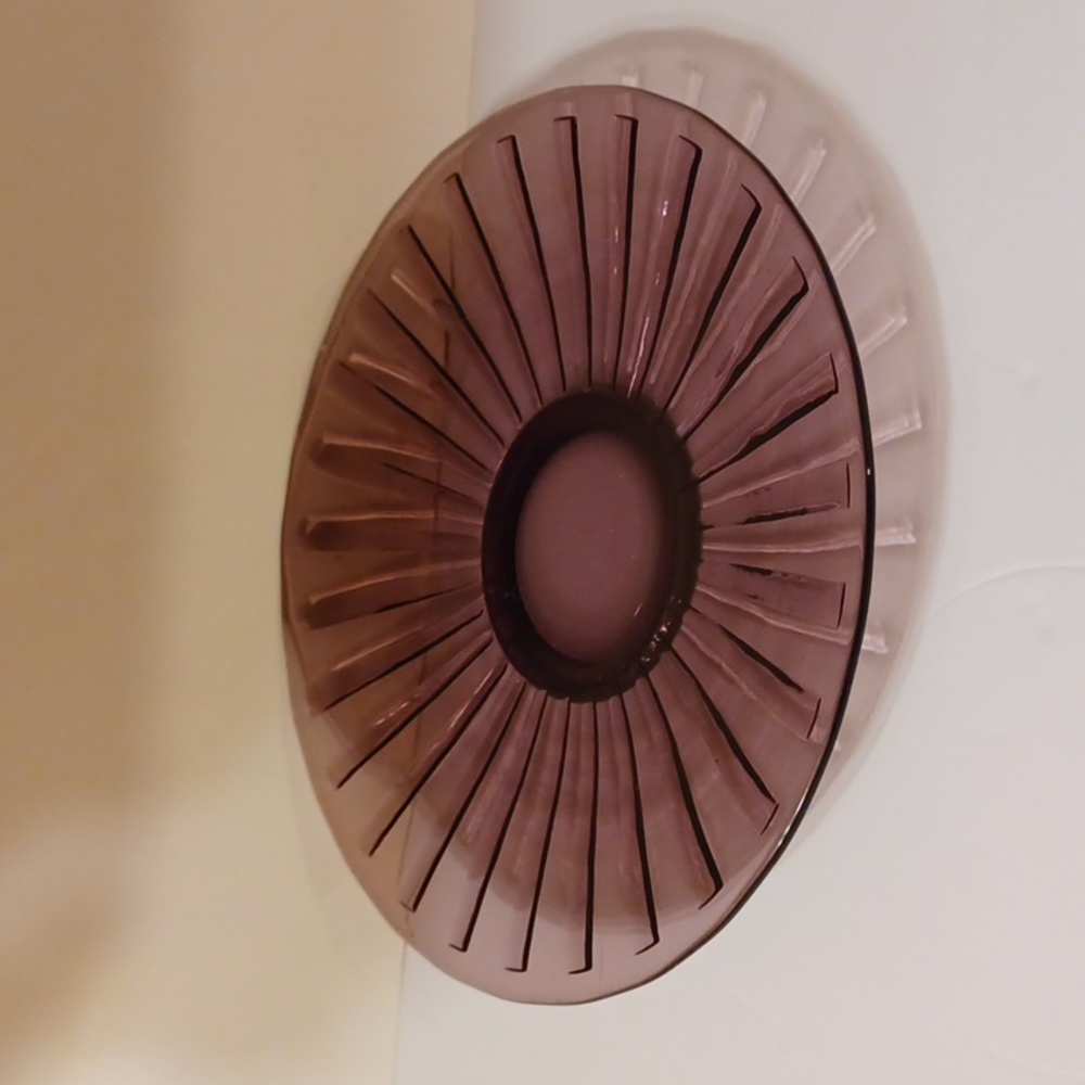 FENTON GLASS USA Antique 1920s Amethyst Art Deco Stretch Glass Cake Plate # 631